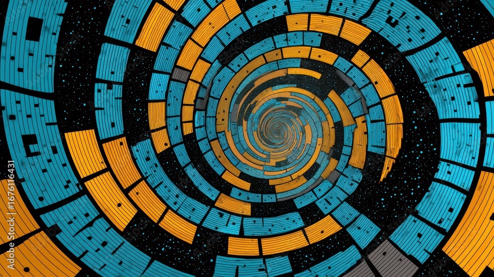 Aufkleber abstract spiral maze in vibrant colors and dynamic patterns