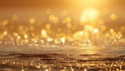 Golden sunset over sparkling water