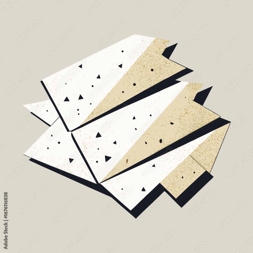Poster abstract geometric composition with layered triangular shapes and speckle texture