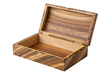 Open wooden treasure chest isolated on white background