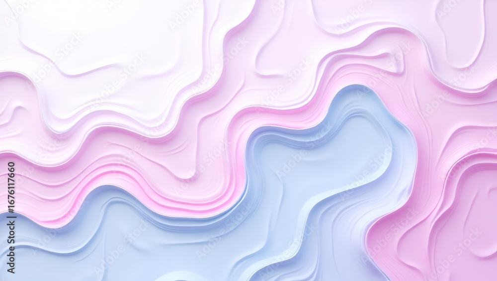 Poster Modern abstract composition of swirling pink and blue liquid forms, creating a dynamic and fluid visual effect.