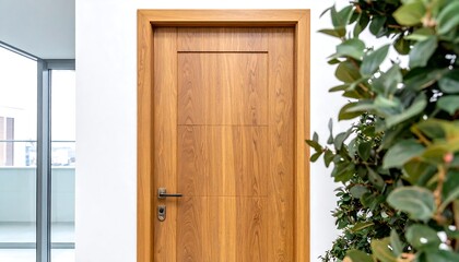 Modern wooden door in a bright room