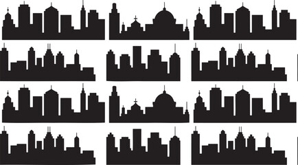 Obraz premium Seamless Black Silhouette Pattern Collection – Minimal Vector Shapes on Transparent Background