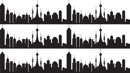 Fototapeta premium Seamless Black Silhouette Pattern Collection – Minimal Vector Shapes on Transparent Background