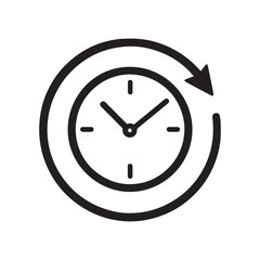 Abstract Circular Clock Symbol Black and White