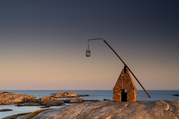 view of the historic Verdens Ende Lighthouse on Tjome Island in southern Norway