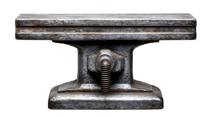 Close up shot of a rusty metal tool with a screw on a white background