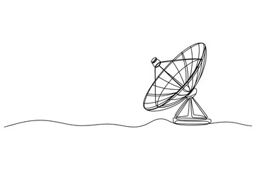 Continuous Line Drawing of a Satellite Dish | Vector Illustration for Technology and Communication.