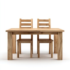 Simple wooden dining set, two chairs and a table