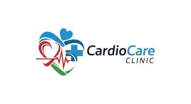 Health Event, Cardiology, CardioCare Clinic, Logo Design, Medical Environment, Graphic Viewpoint, Heart Health Concept
