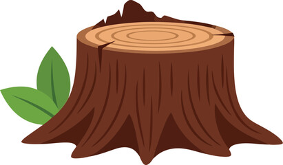 Rustic tree stump with green leaves nature element vector graphic vector