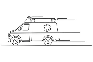 One Line Drawing of an Ambulance | Vector Illustration for an Emergency and a Medical.
