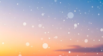 Soft focus sky with falling snow particles and pastel color gradient