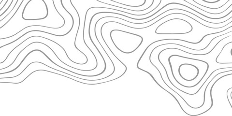 Abstract Black Topographic Contour Lines on a Minimal White Background Creating a Modern Geometric Map-Inspired Pattern.
