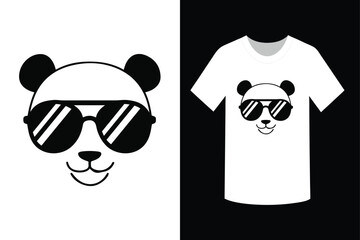 Cute panda wearing sunglasses on t-shirt design concept graphic art