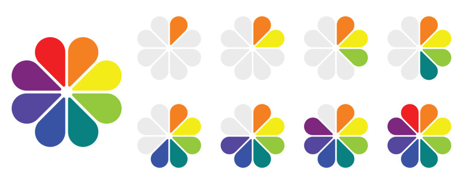 Color Wheel Flower Petals with Color Variations