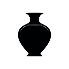 Isolated black silhouette of a classic vase shape with a narrow neck and a rounded body design element
