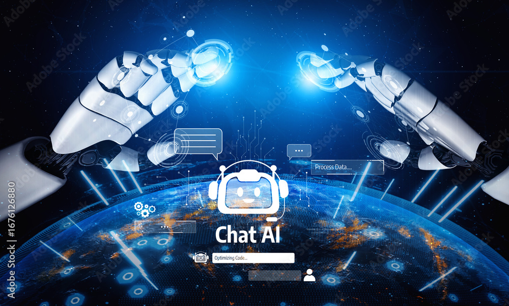 Aufkleber ai assistant brain processor with llm technology, big data, machine learning, generative ai for busi