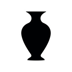 Illustration of a black vase with a narrow neck and a wide body on a white background art design
