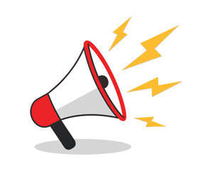 Megaphone Symbol with Sound Waves Announcing an Important Message Communication Vector Illustration on White Background Public Announcement Broadcasting