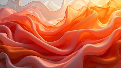 Obraz premium Abstract silver and orange fabric waves flowing gracefully, creating a sense of motion and elegance