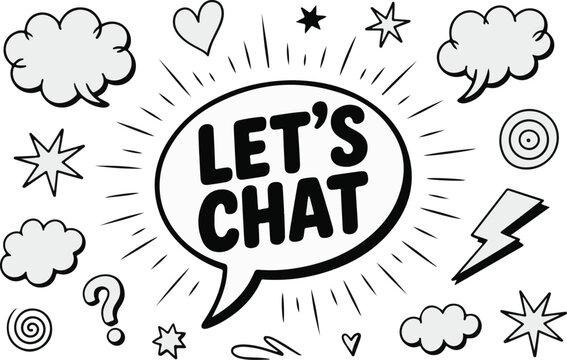 Lets Chat Comic Book Speech Bubble Graphic
