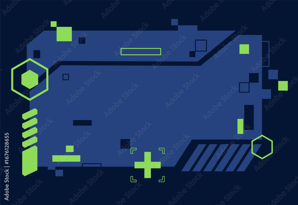 Aufkleber abstract futuristic background with a green and blue technological frame graphic features a geometri