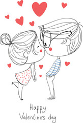 Valentine's Day. Boy and girl in love, cute illustration.
