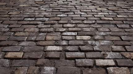 Medieval-style cobblestone road with realistic aging and cracks, ideal for use in fantasy environments, VR worlds, or historical 3D scenes