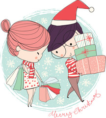 Valentine's Day. Boy and girl in love, cute illustration.
