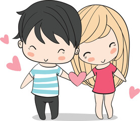 Valentine's Day. Boy and girl in love, cute illustration.
