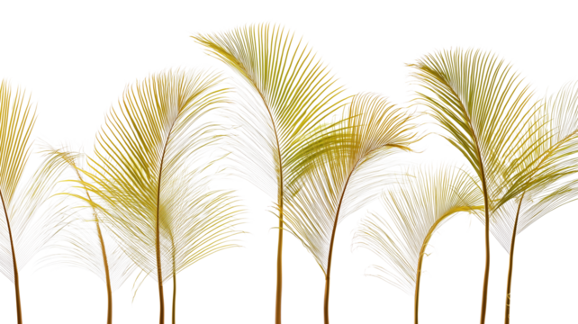 Golden palm fronds with ethereal glowing swirls abstract nature botanical fantasy art