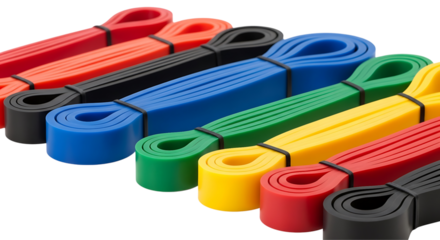 Set of colorful resistance bands isolated on Transparent background