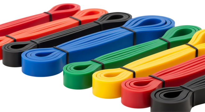 Set of colorful resistance bands isolated on Transparent background