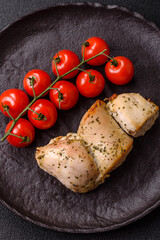 Chicken shish pieces fried on a skewer with salt and spices. Chicken shashlik