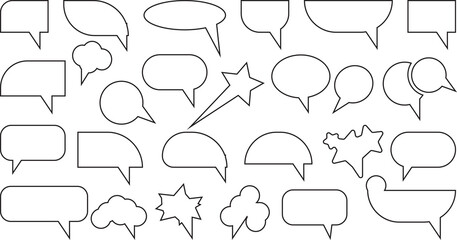 Obraz premium Collection of hand drawn outline speech bubbles and thought balloons comic