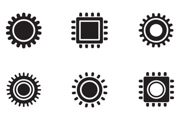 Chip icons set. Modern chips pictograms. Trendy symbols for mobile apps and website design. Vector black silhouette. with white background