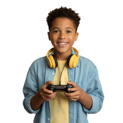 happy Child Holding a Game Controller
