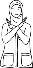  Female Physician in Hijab acting Stop Vector