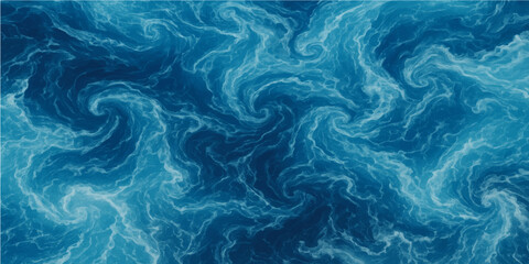 An abstract liquid background features a clear blue ocean surface with gentle ripples and a turquoise reflection