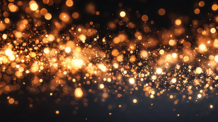 Obraz premium Abstract display of glowing golden bokeh lights against dark background