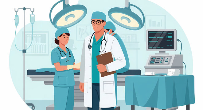 Medical team in a surgical room