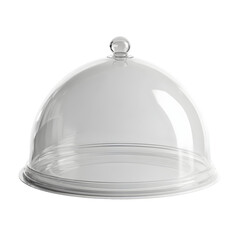 A clear glass food dome cloche with a knob on top isolated on transparent background