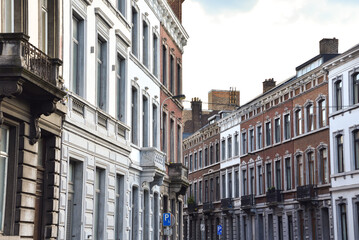 Cityscape in Li&egrave;ge, Belgium with Historic Residential Apartment Buildings