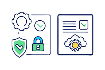 Digital security and data protection concepts with icons for privacy and compliance