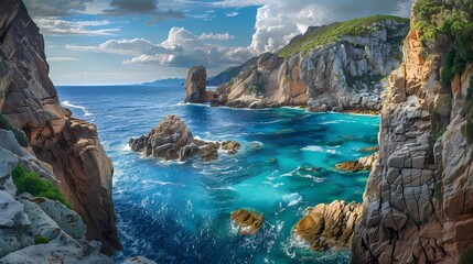 Obraz premium Coastal Cliffs with Turquoise Ocean