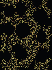 Gold Floral Swirls Background