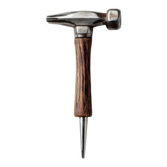 A detailed close up of a vintage shoemaker s hammer with a pointed awl tip isolated on transparent background