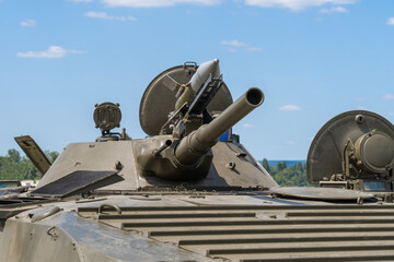 Old russian armored infantry fighting vehicle with cannon and missile launcher