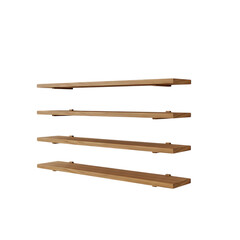 3d illustration of four wooden planks mounted on wall isolated on transparent background